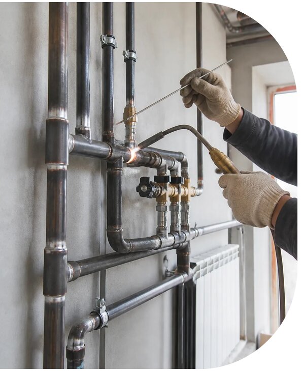 Монтаж отопления из стальных труб для домов в Энгельсе