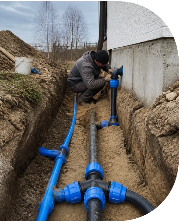Монтаж наружного водопровода на участке под ключ в Энгельсе